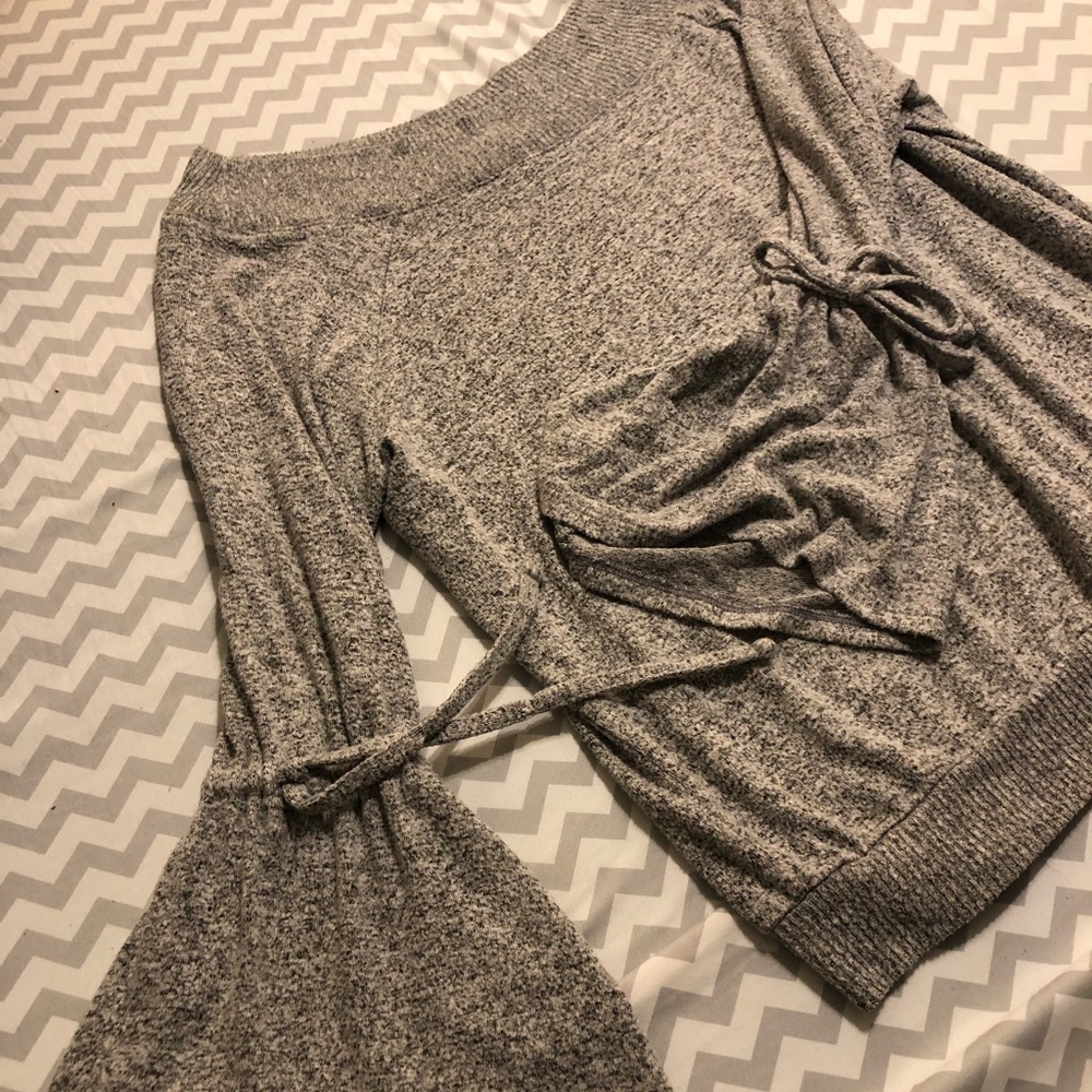Grey “off the shoulder” sweater